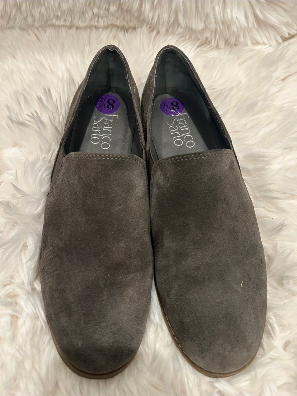Franco Sarto Women’s Gray Suede Slip-On Loafers